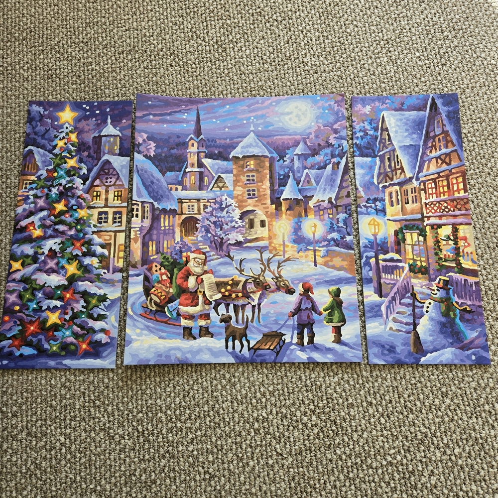 Christmas Village Triptych Art